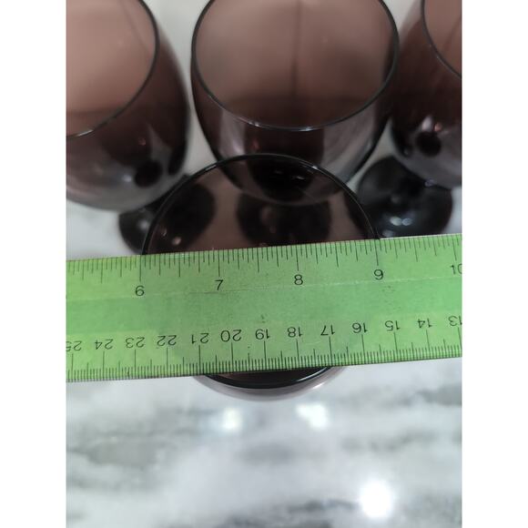 Libbey‎ Purple Goblets, Premier Teardrop , Amethyst Glasses, Vintage Set of 4 - Picture 9 of 9